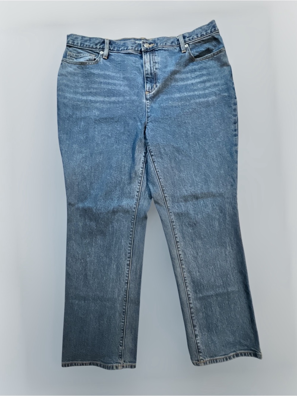 Lands' End High-Rise Straight Leg Jeans Medium Blue 18P
